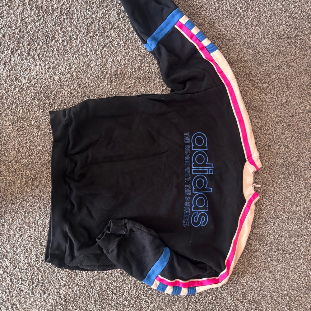 Adidas Black Sweatshirt with Pink and Blue Accents